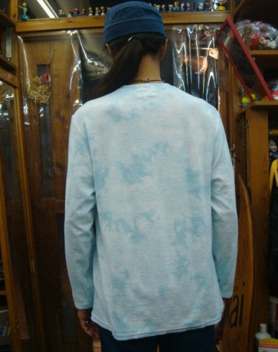 絞り染めパイルポケットL/S TEE 120-392（カラー：WHITE/BLUE）サイズ：M（日本サイズ）