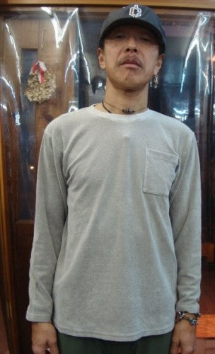 ピグメント染パイルポケットL/S TEE 1.5mmパイル 120-378（カラー：SAND）