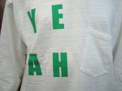 YEAH Y-1014A(ビッグポケットTシャツ) UNISEX(男女兼用)ワンサイズのみ(カラー：オフ) 日本サイズ