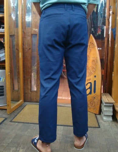 綿麻オックスストレッチクロップドパンツ 217-078（カラー：NAVY）サイズ：M（日本サイズ）