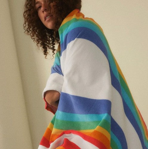 SLOWTIDE（スロータイド）BEACH TOWEL（ビーチタオル）STRP014 ROYGBIV BEACH TOWEL- WHITE（ロイジービブビーチタオルホワイト）