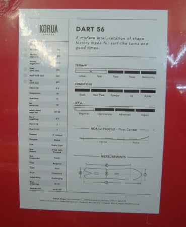 KORUA SHAPES SNOWBOARD（コルアシェイプススノーボード）DART （ダート）156cm・・店頭のみの販売！　販売価格￥８４７００（税込）・・在庫１点有