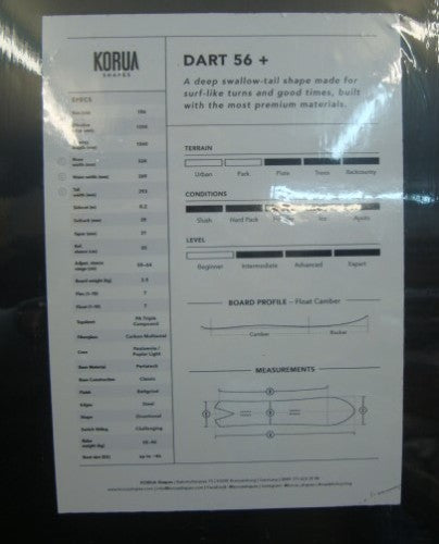 KORUA SHAPES SNOWBOARD（コルアシェイプススノーボード）DART PLUS（ダートプラス）156cm・・店頭のみの販売！　販売価格￥１０８９００（税込）・・売り切れ中