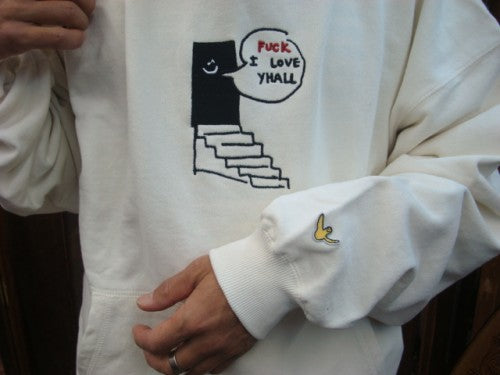 FX20-602 Mark Gonzales(マーク・ゴンザレス)  x FLATLUX - Love Hoodie（カラー：oatmeal）サイズ：L（日本サイズ）コラボレーション商品