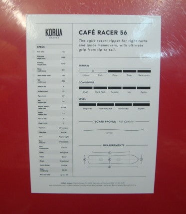 KORUA SHAPES SNOWBOARD（コルアシェイプススノーボード）CAFE RACER （カフェレーサー）156cm・・店頭のみの販売！　販売価格￥８４７００（税込）・・在庫１点有
