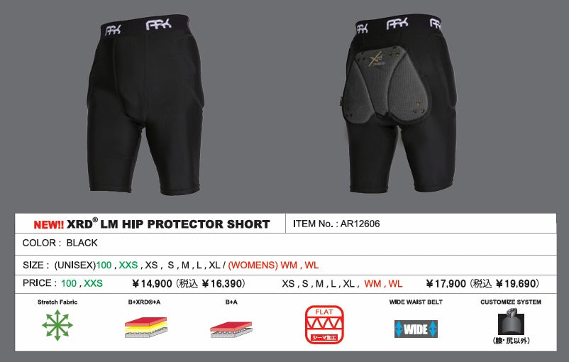 XRD LM HIP PROTECTOR SHORT AR12606（カラー：BLACK）