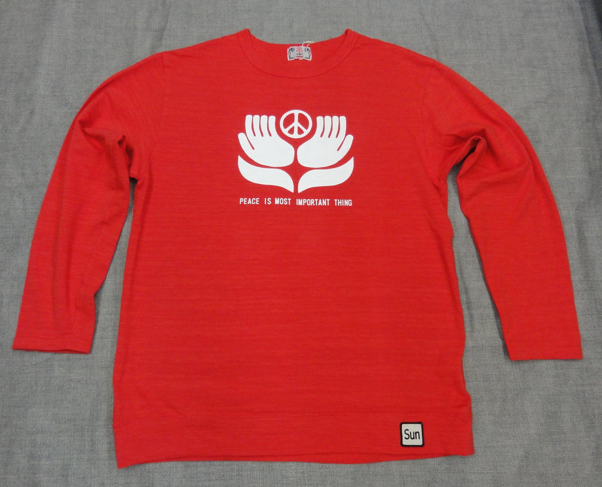 PEACE IS MOST Y-1111A-LST（カラー：ハイレッド）サイズ：L（日本サイズ）