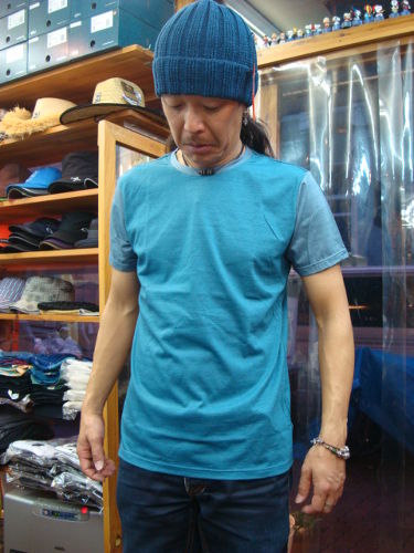 VINTAGE FOOGY DYE 天竺 衿＆袖配色切替 S/S TEE 115-166（カラー：BLUE/SAX）サイズ：M（日本サイズ）