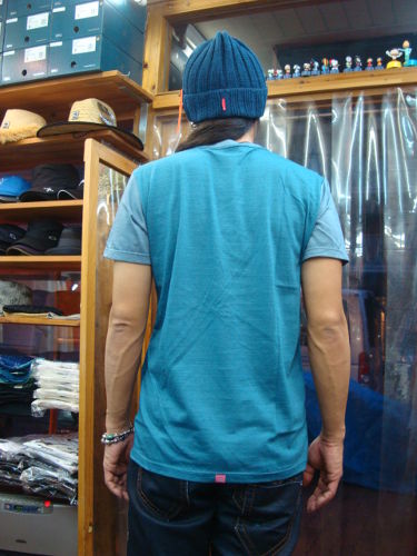 VINTAGE FOOGY DYE 天竺 衿＆袖配色切替 S/S TEE 115-166（カラー：BLUE/SAX）サイズ：M（日本サイズ）