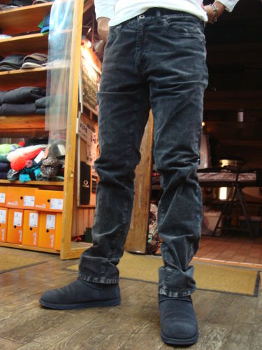 ムラ染 コーディロイ ストレッチ 5PKTパンツ 215-062（カラー：BLACK）サイズ：33インチ