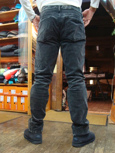 ムラ染 コーディロイ ストレッチ 5PKTパンツ 215-062（カラー：BLACK）サイズ：33インチ