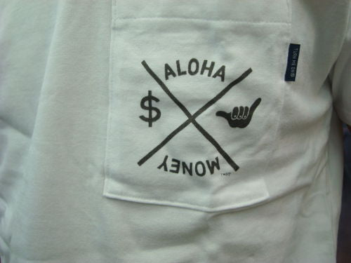 ポケット S/S TEE 116-226（カラー：WHITE(BLACKプリント)）サイズ：S（日本サイズ）