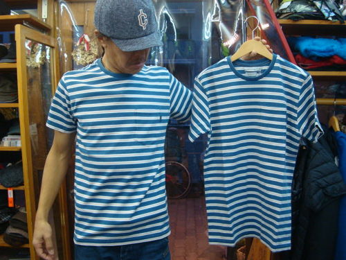 インディゴボーダー S/S TEE WASHED BLUE 119-329（サイズ：M）日本サイズ