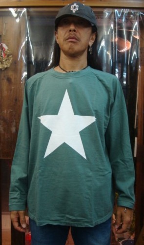 Star Y-0893B(ラグランビッグ長袖Tシャツ) UNISEX(男女兼用)ワンサイズのみ(カラー：グリーン) 日本サイズ
